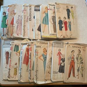 17 Vintage sewing pattern lot 1940 - 1950 - 1960